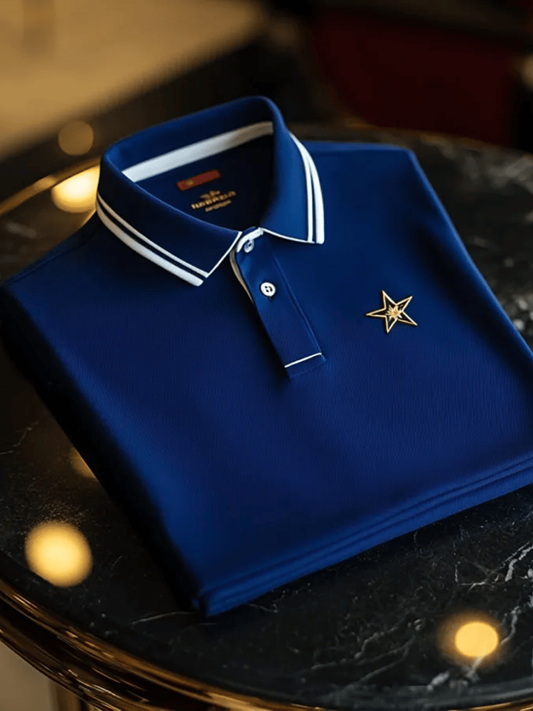 Camisa polo vintage ejecutivo de manga larga para hombre