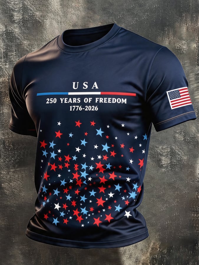 Camiseta retro Independence Day Patriot Crew Neck para hombre