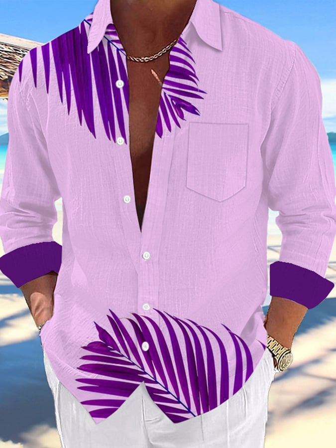 Camisa Hawaiian Palm Tree de moda estampado Resort casual para hombre