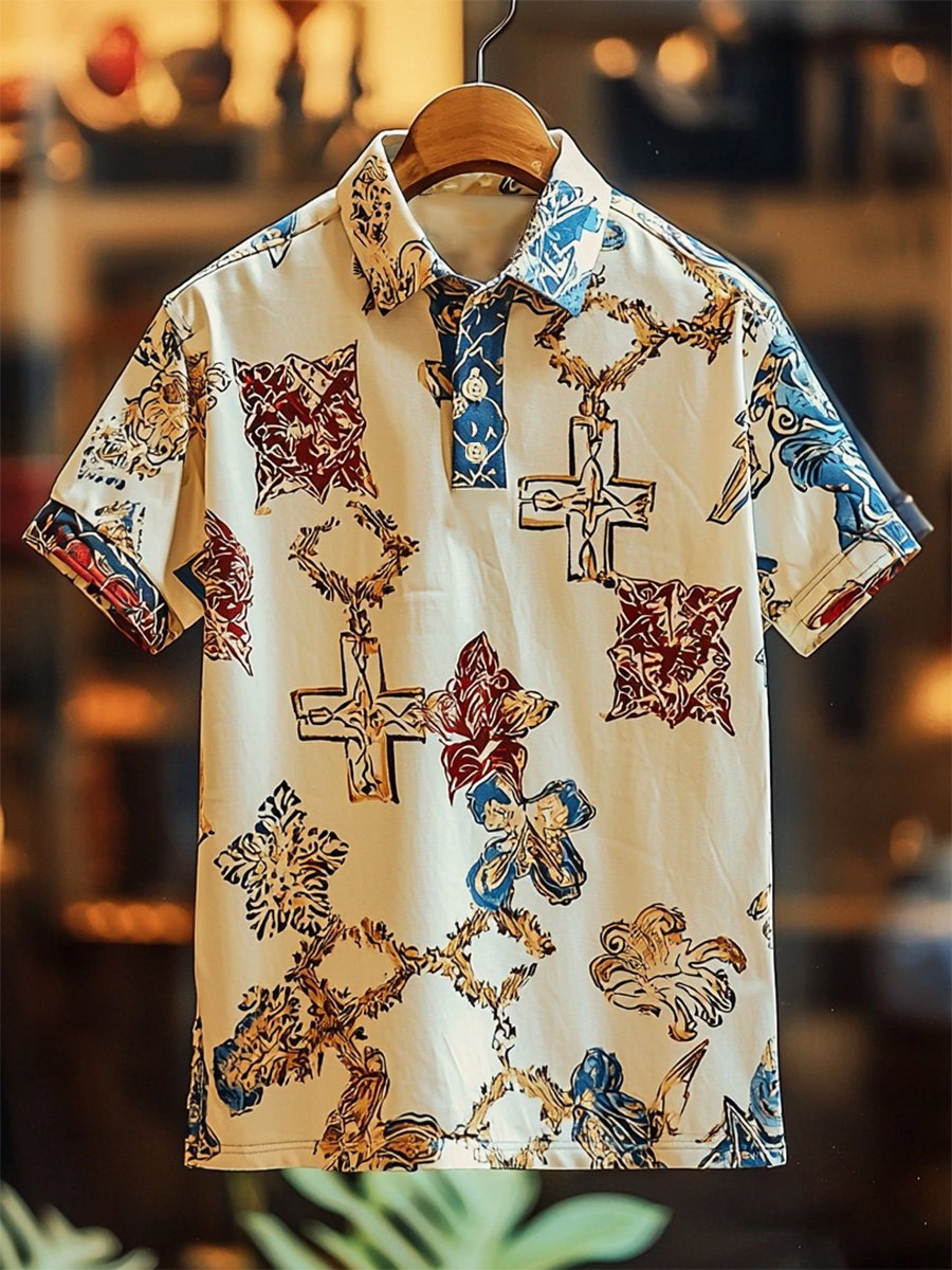 Camisa polo ejecutivo Cross Button de manga corta para hombre