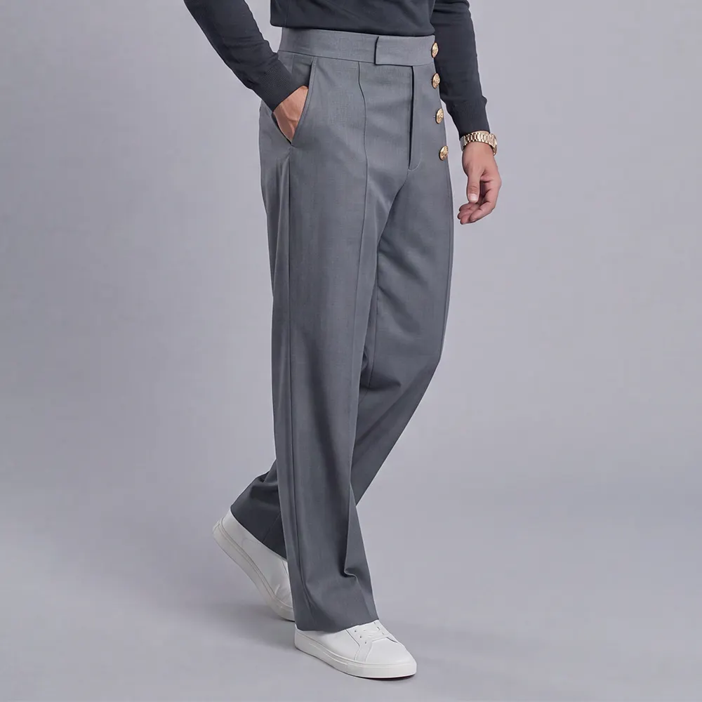 para hombre holgado-Fit, High-Waisted, Wide-Leg, Single-Breasted Dress pantalón