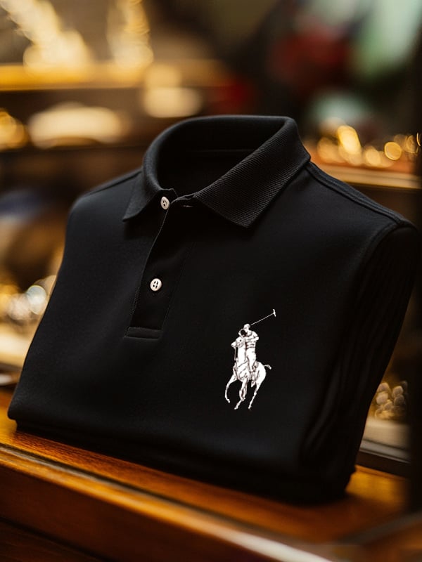 para hombre ejecutivo Logo Lapel Button camisa polo