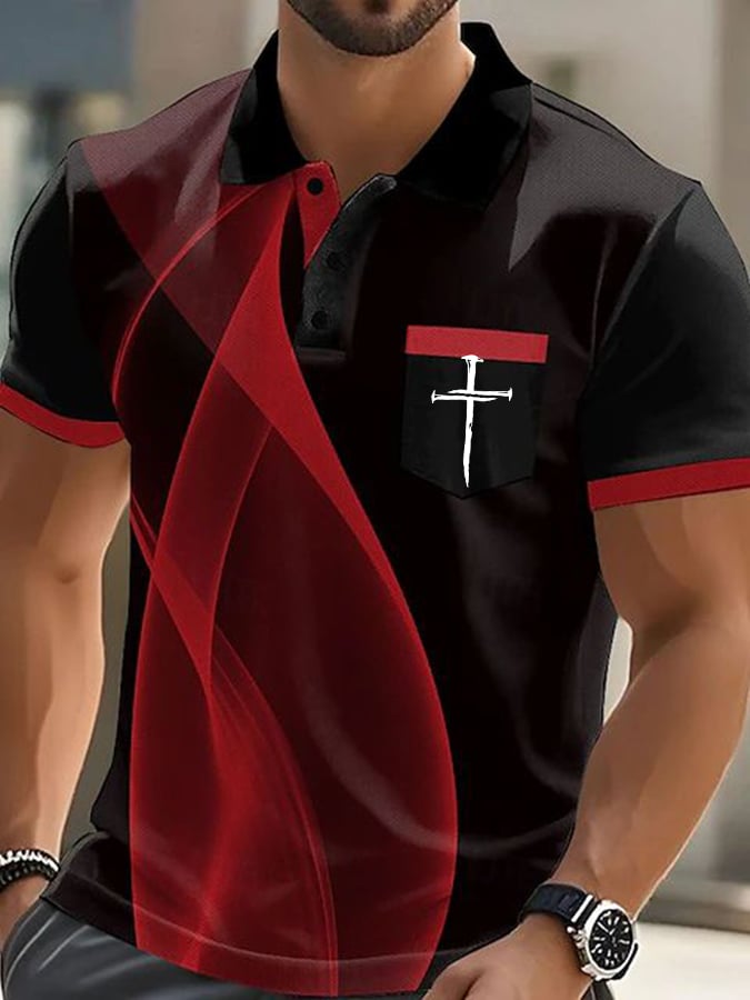 Camisa polo Faith Cross estampado casual (With bolsillos) para hombre