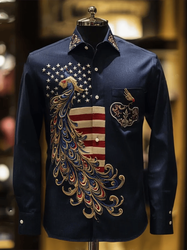 Camisa de lujo Independence Day de manga larga para hombre