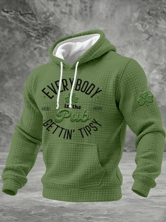 Sudadera St. Patrick's Day estampado Checkered con gorrasucha para hombre