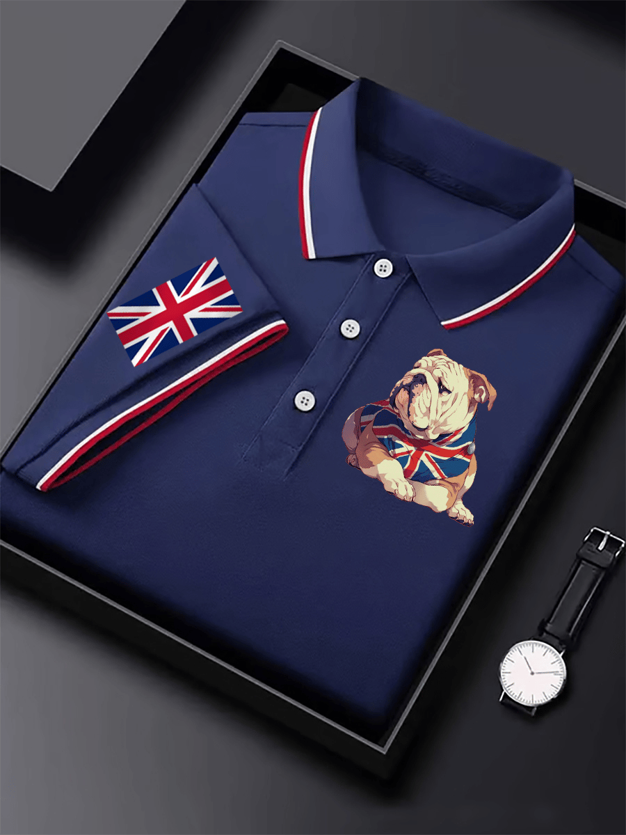 Camisa polo ejecutivo Union Jack casual Button de manga corta para hombre
