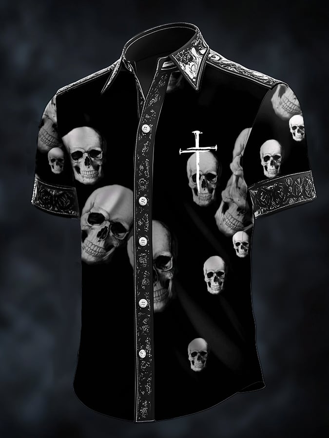 Camisa retro Baroque estampado Dark para hombre