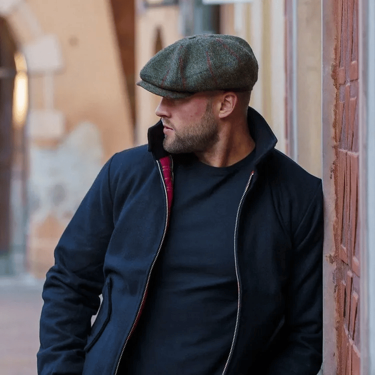 Gorras PEAKED Genuine Scottish Harris Tweed 8 Panels Man gorras lana Large Crown