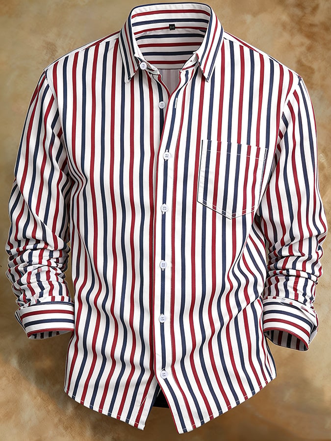 Camisa retro Abstract Art estampado Comfortable ejecutivo Style para hombre