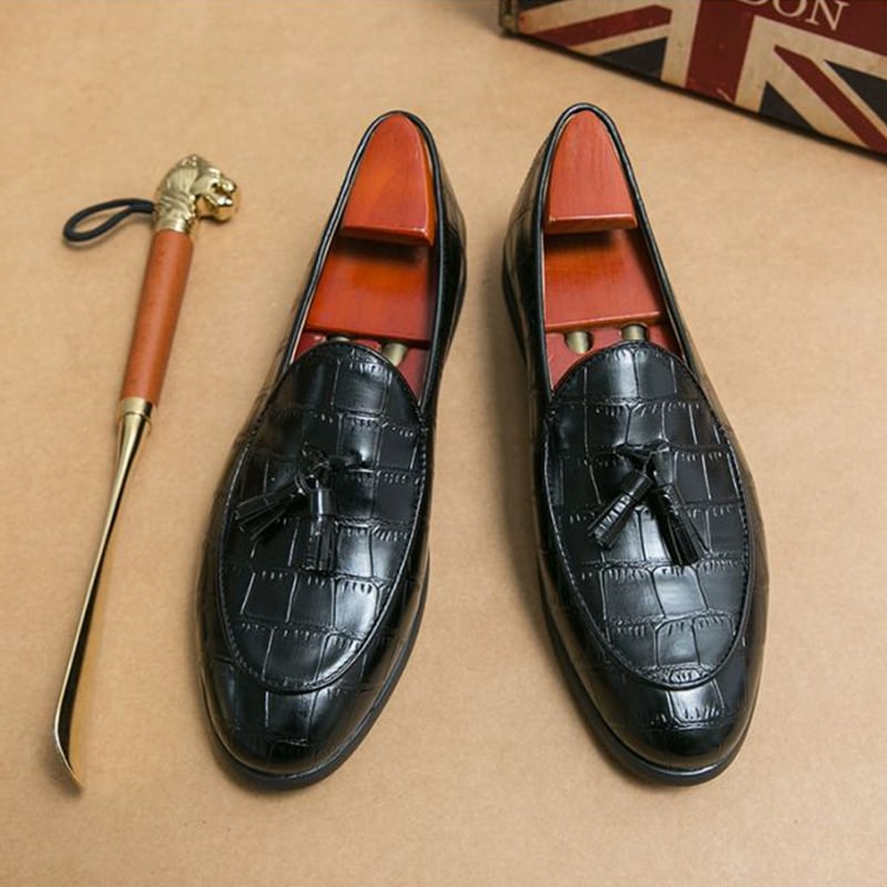Mocasines casual Versatile Tassel Exotic Skin para hombre