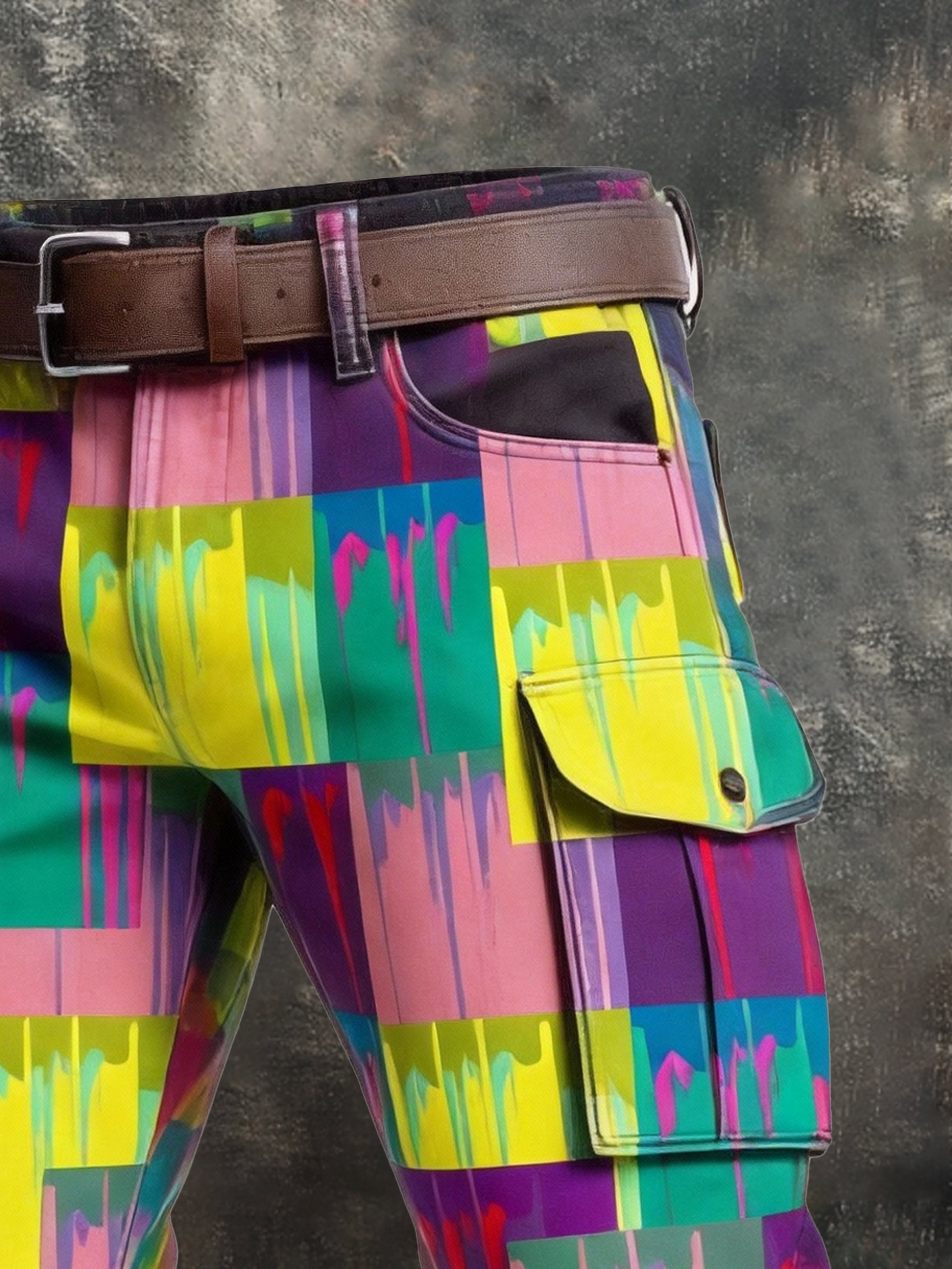 Pantalón vintage Color-Block desgastado Cargo para hombre
