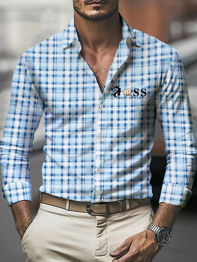 Camisa casual ejecutivo LOGO design estampado de manga corta para hombre