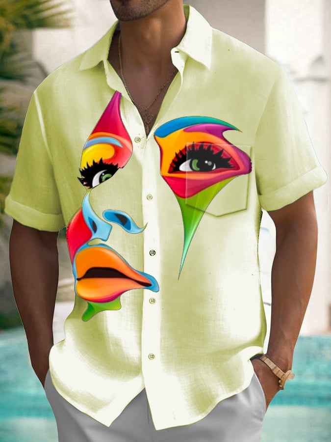 Camisa de moda Art Portrait estampado para hombre