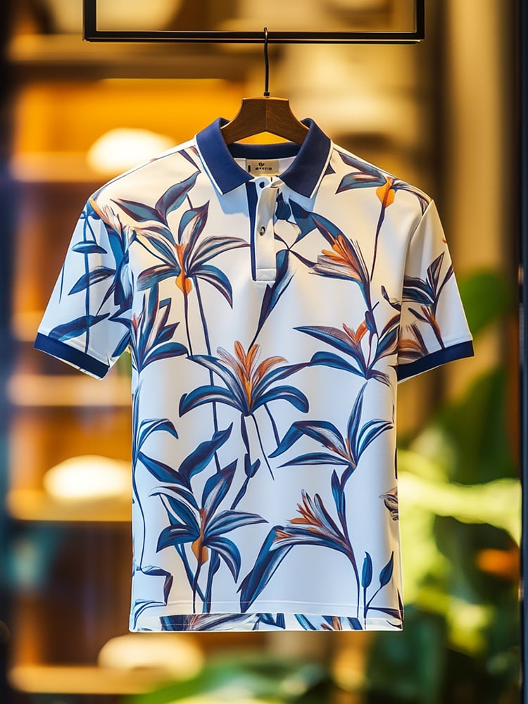 Camisa polo clásico ejecutivo Check Logo Button de manga corta para hombre