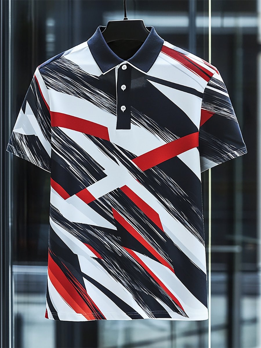 Camisa polo ejecutivo casual Cross estampado Button de manga corta para hombre