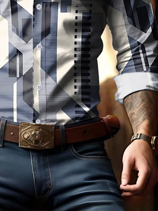 Camisa geométrico estampado ejecutivo para hombre