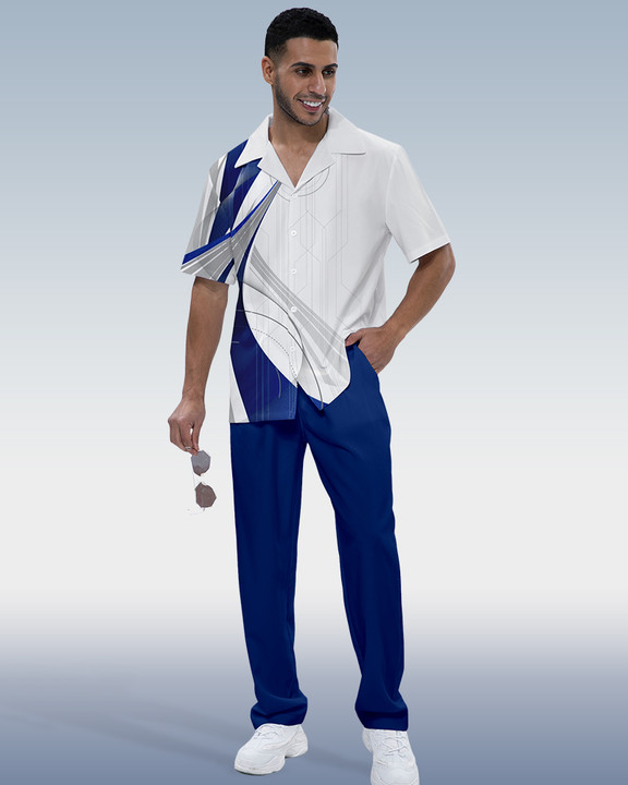 Rianmond Colorblock estampado de manga corta Walking Suit 519 para hombre