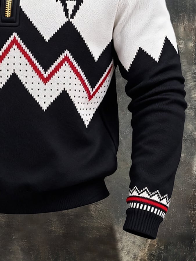Sudadera retro en bloques de color estampado cierre para hombre