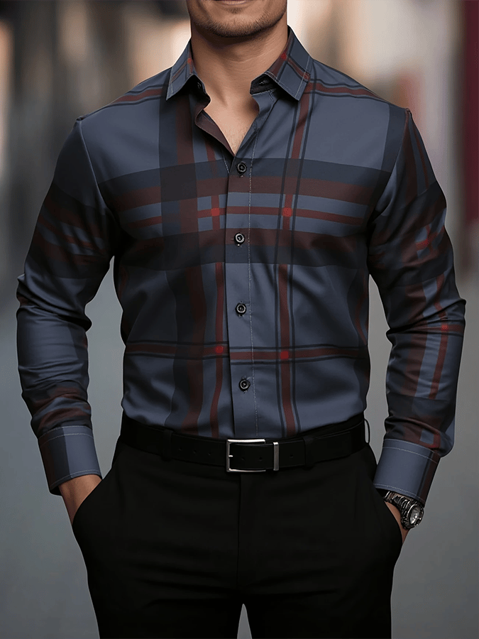 Camisa a cuadros ejecutivo casual para hombre