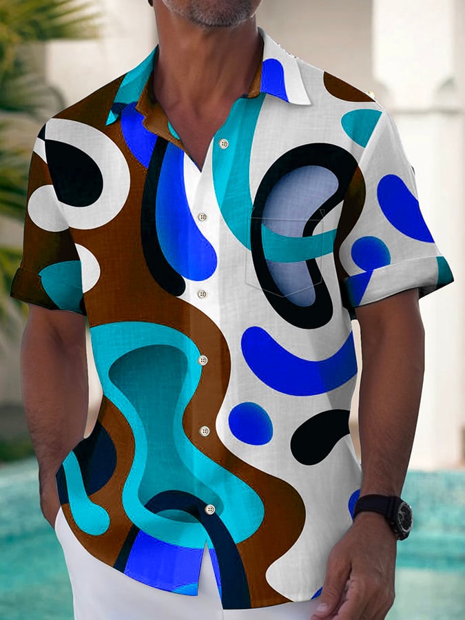 Camisa casual Holiday estampado de manga corta para hombre
