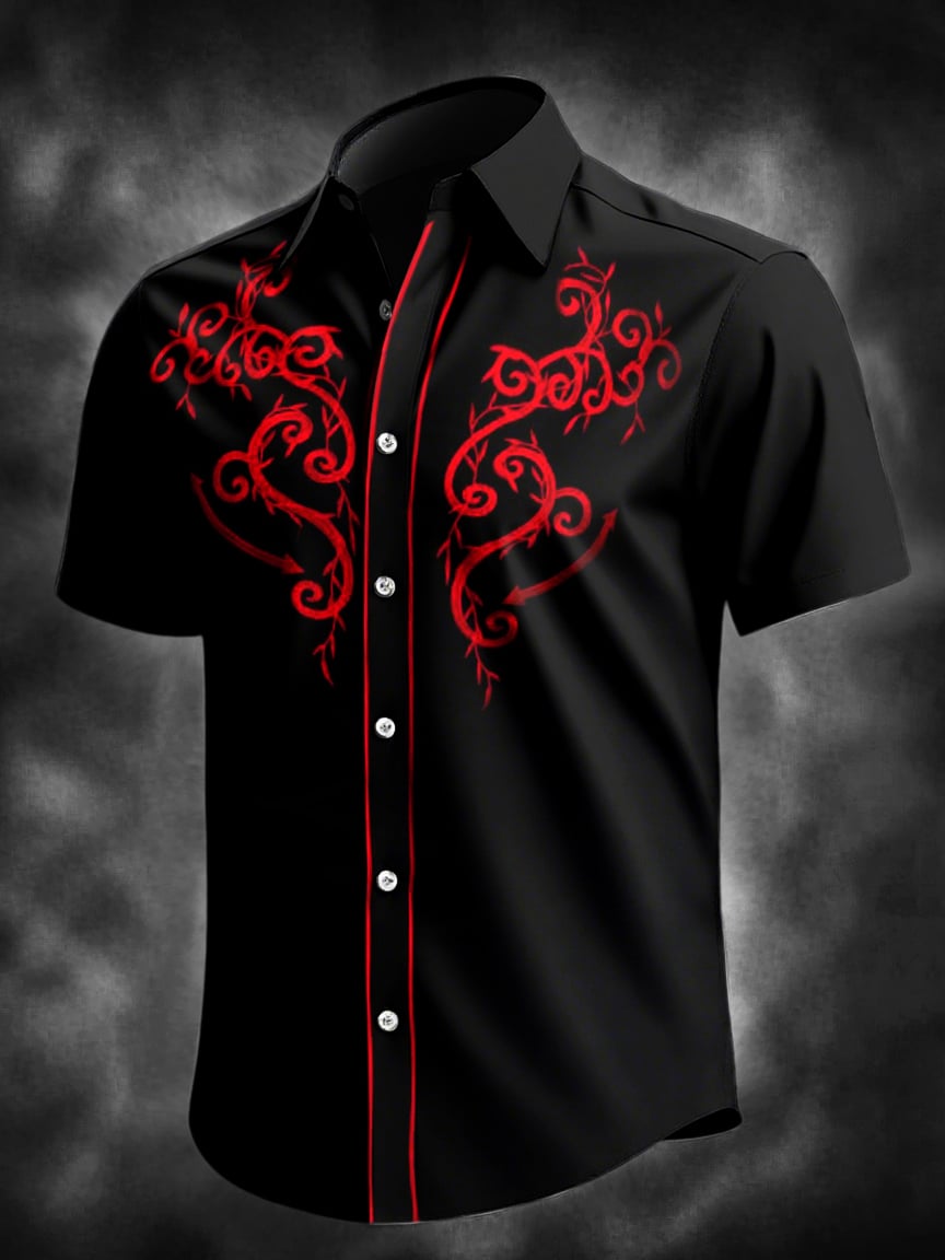 Camisa Western casual mezclilla de manga corta para hombre