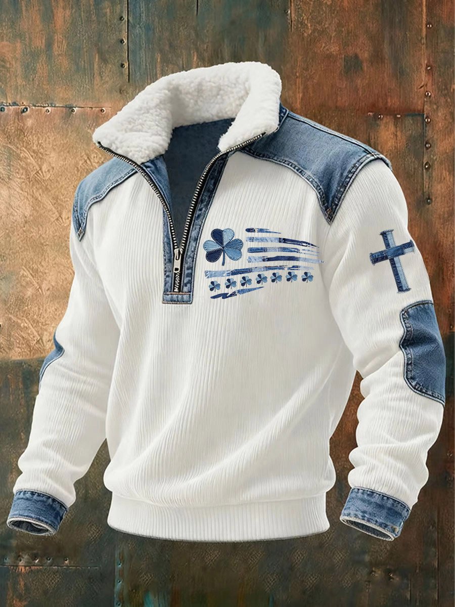 Sudadera St. Patrick's Day Cross estampado para hombre