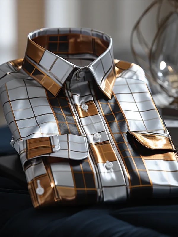 Camisa rayas estampado ejecutivo de manga larga para hombre