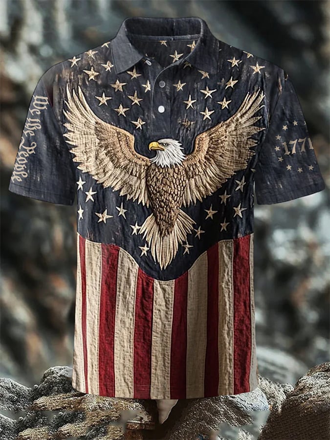 Camisa polo We The People American vintage gráfico de manga corta para hombre