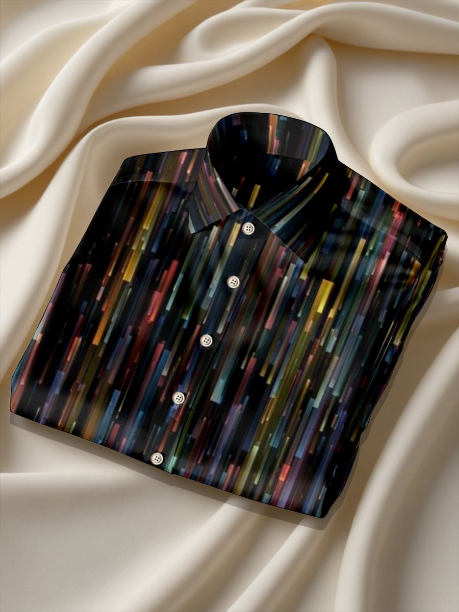 Camisa seda rayas de lujo ejecutivo de manga larga para hombre