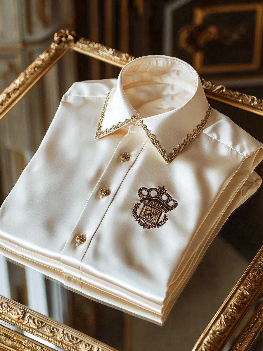 Camisa satén Luxe de manga larga con botones para hombre