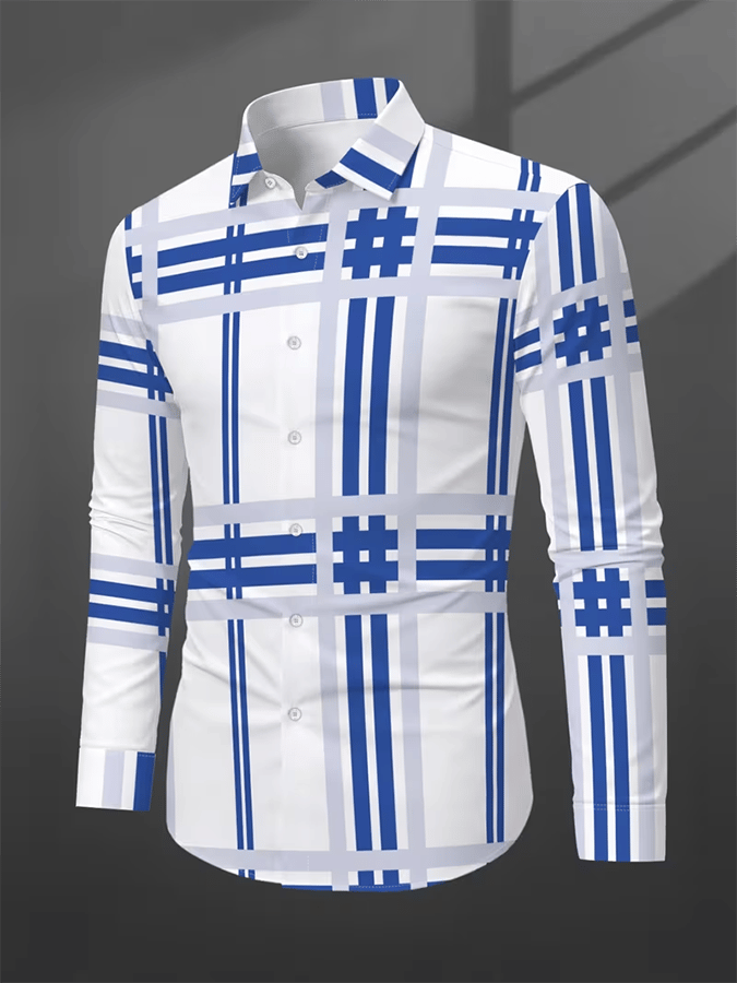 Camisa retro Abstract Art estampado Comfortable ejecutivo Style para hombre