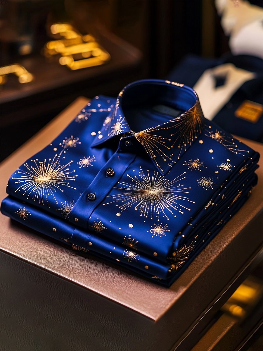 Camisa satén Luxe de manga larga con botones para hombre