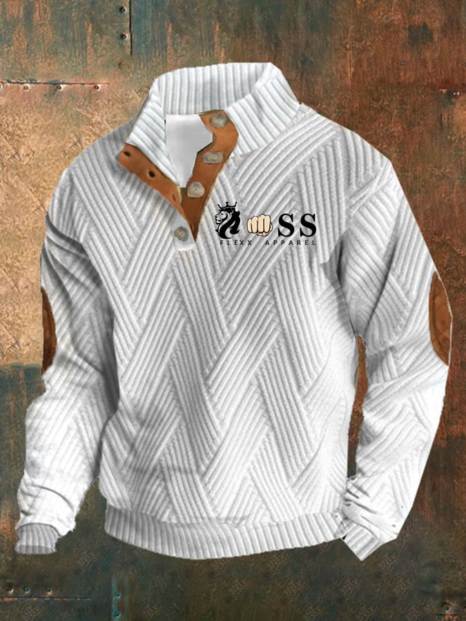 Sudadera retro Letter Design jacquard a cuadros Fabric casual para hombre