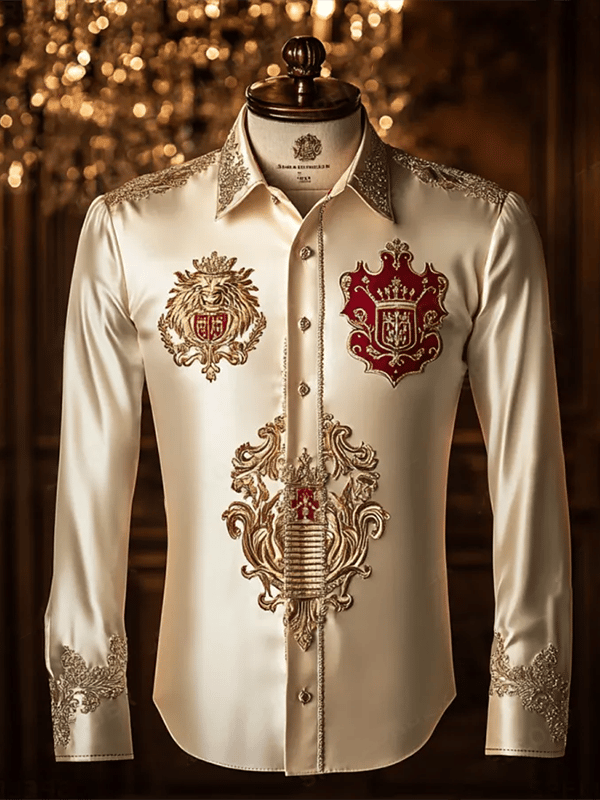 Camisa satén Luxe de manga larga con botones para hombre