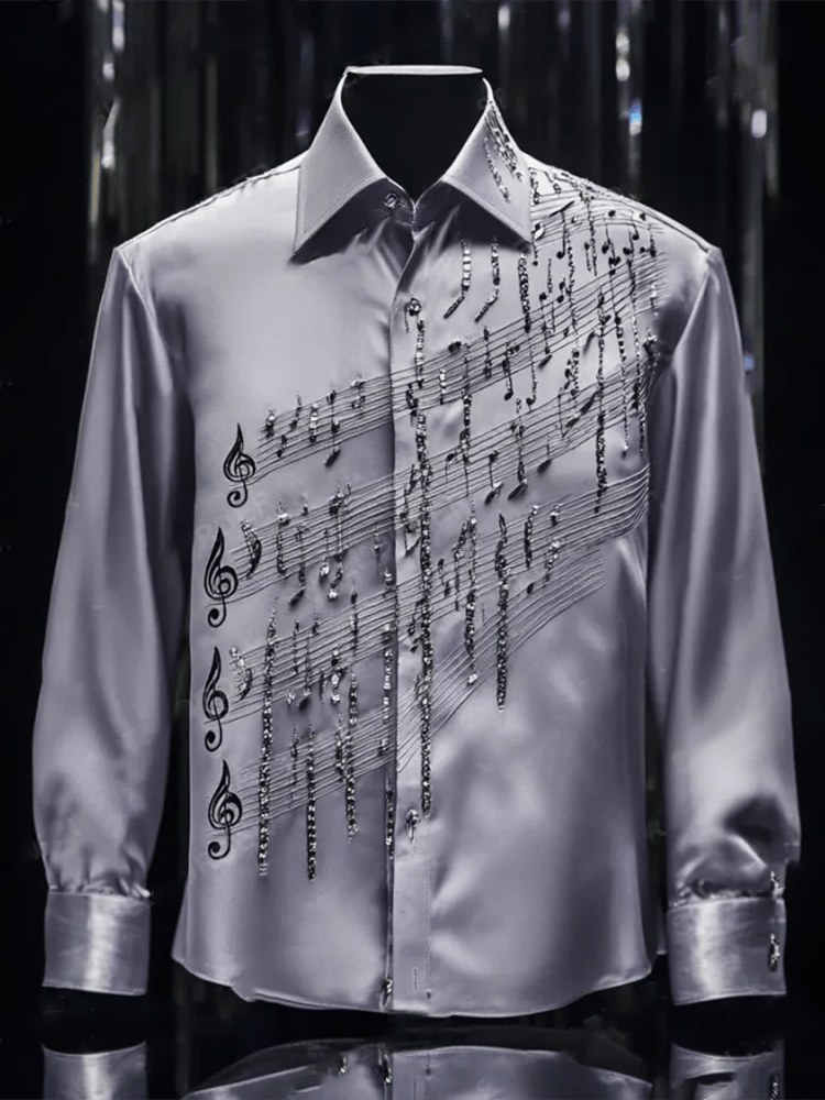 Camisa satén Luxe de manga larga con botones para hombre