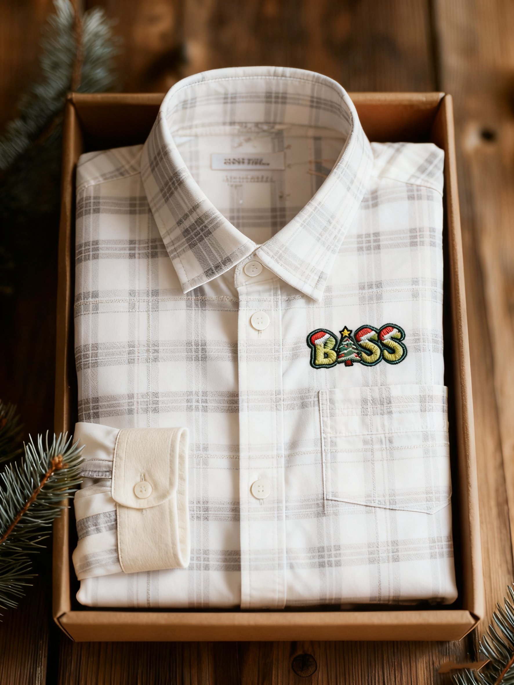 Camisa ejecutivo Christmas estampado de manga larga para hombre