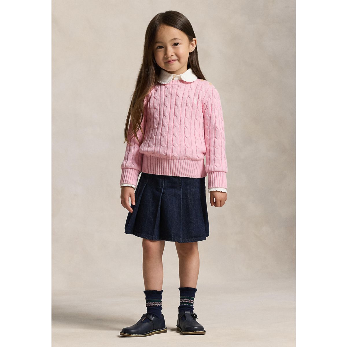 Girls 2-6x Cable-Knit Cotton Sweater - 3
