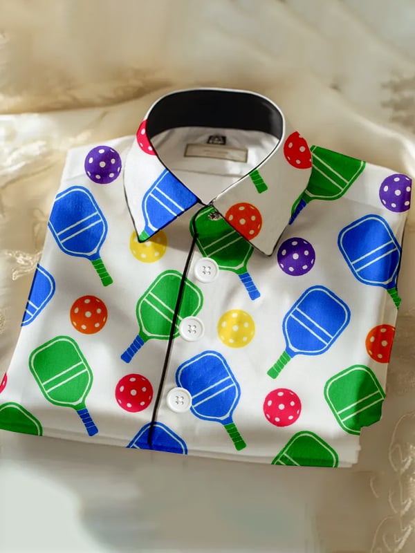 Camisa casual Pickleball estampado de manga corta