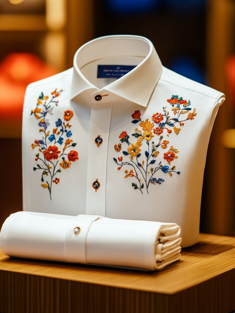 Camisa ejecutivo casual floral solapa de manga corta para hombre