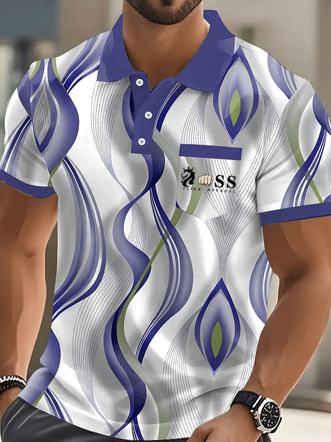 Camisa polo elegantee Letter estampado casual (With bolsillos) para hombre