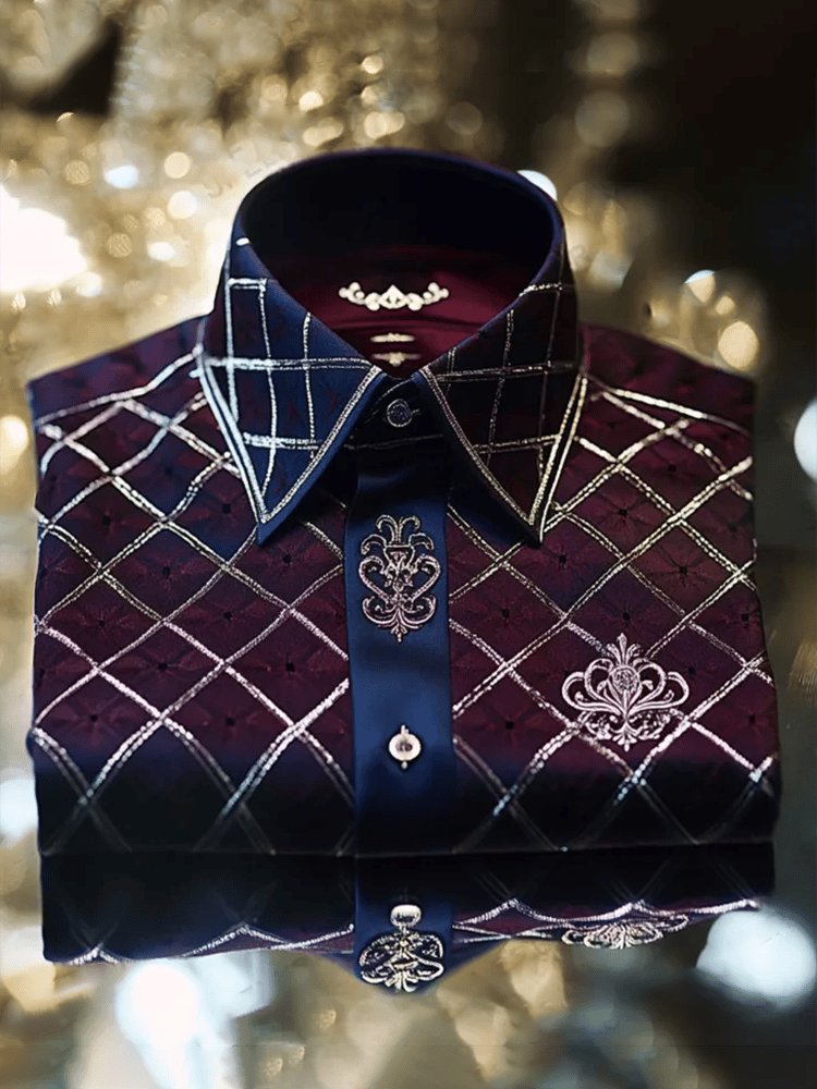 Camisa satén Luxe estampado de manga corta Button para hombre