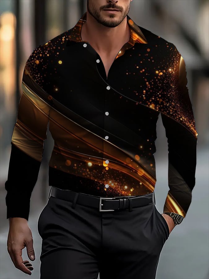 Camisa clásico ejecutivo a cuadros rayas estampado de manga larga para hombre