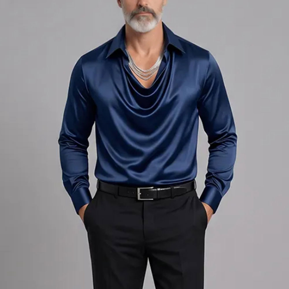 Solid-Color, Minimaliscamiseta-Collar Top para hombre