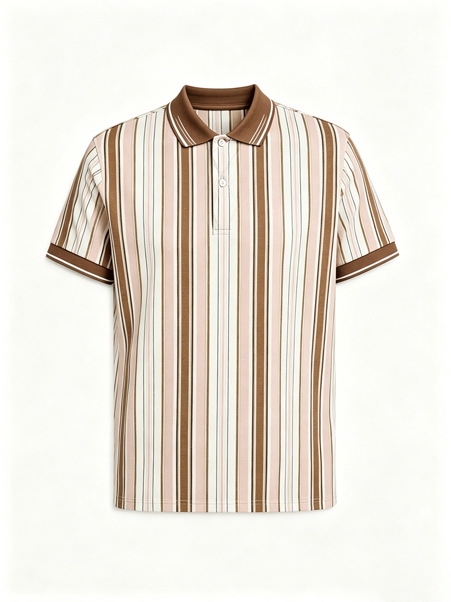 Camisa polo ejecutivo Colorblock a cuadros estampado para hombre