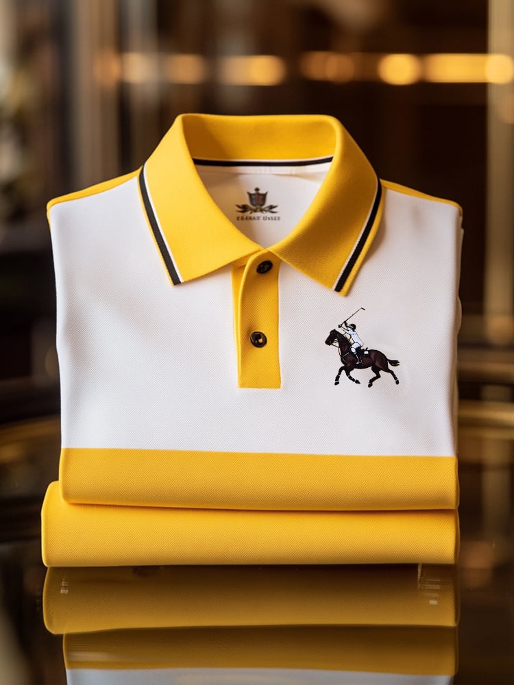 Camisa polo clásico ejecutivo Check Logo Button de manga corta para hombre