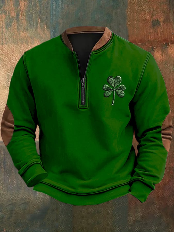 Sudadera St. Patrick's Day estampado con cierre para hombre