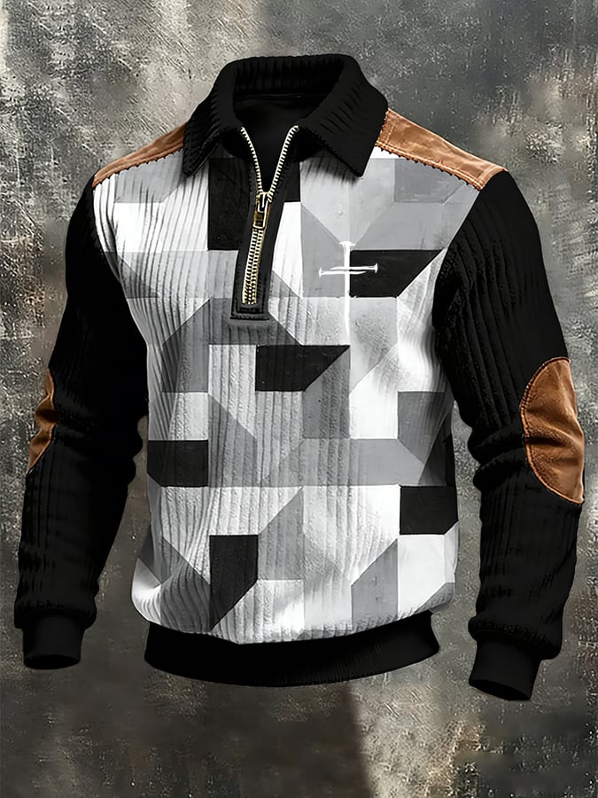 Sudadera vintage Faith Cross Design estampado casual cierre para hombre
