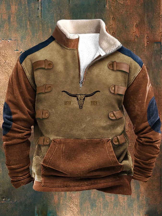 Sudadera casual cierre Stand cuello de manga larga estampado