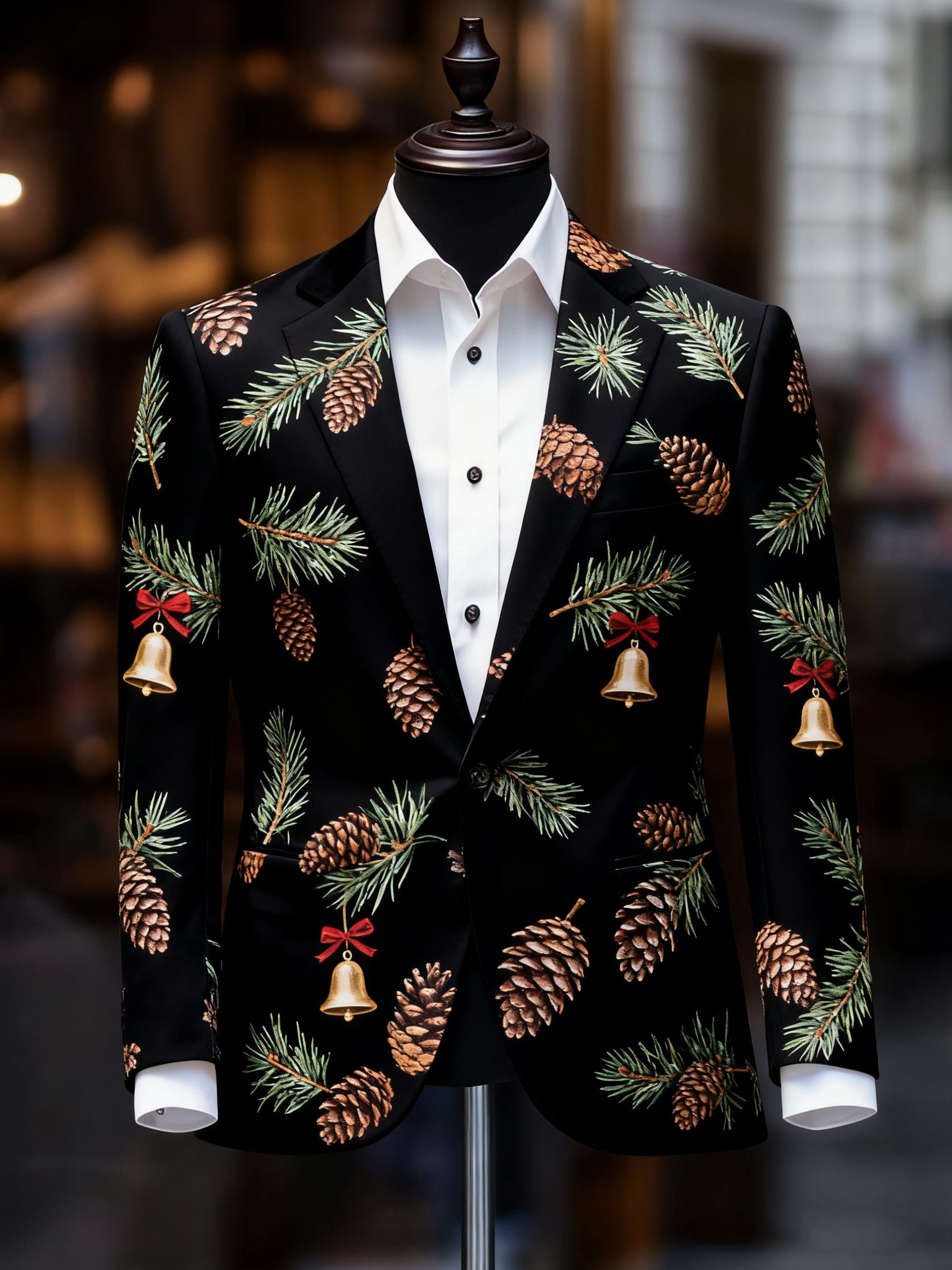 Christmas casual estampado Large bolsillo sacos para hombre