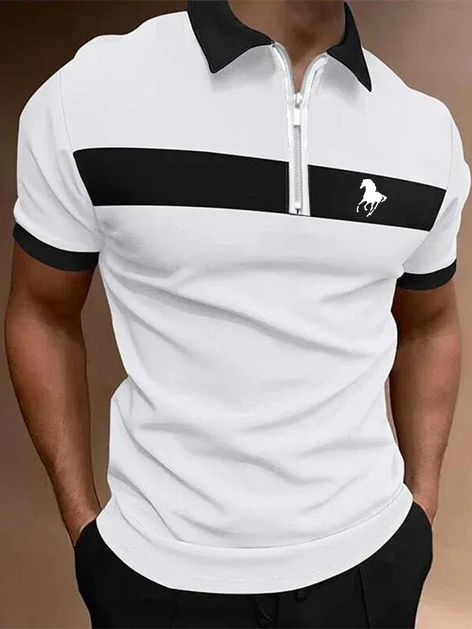 Camisa polo Horse estampado casual para hombre